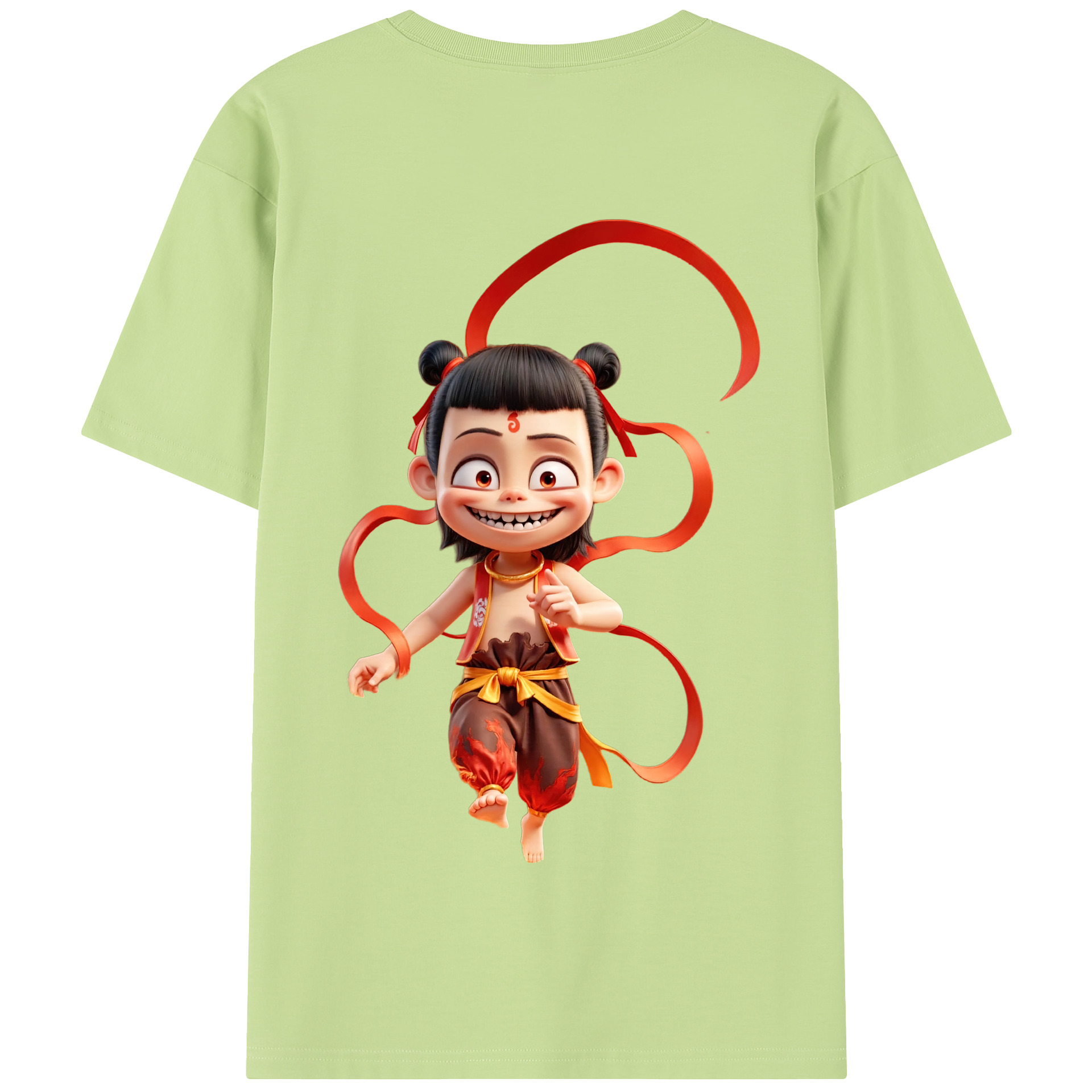 （画像用） Ne Zha 2 ナタ 魔童の大暴れ 綿100％半袖Tシャツ（背面プリント）